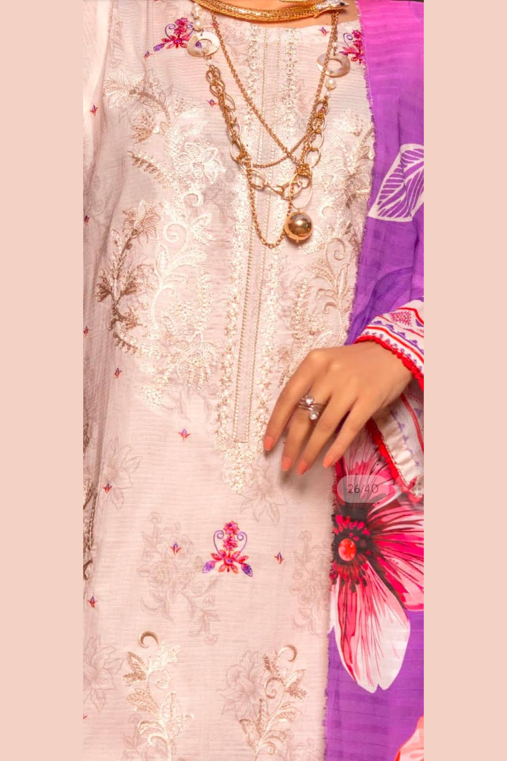 Bana Doria Lawn Embroidered 3-Piece Suit with Digital Dupatta – Eid 2026