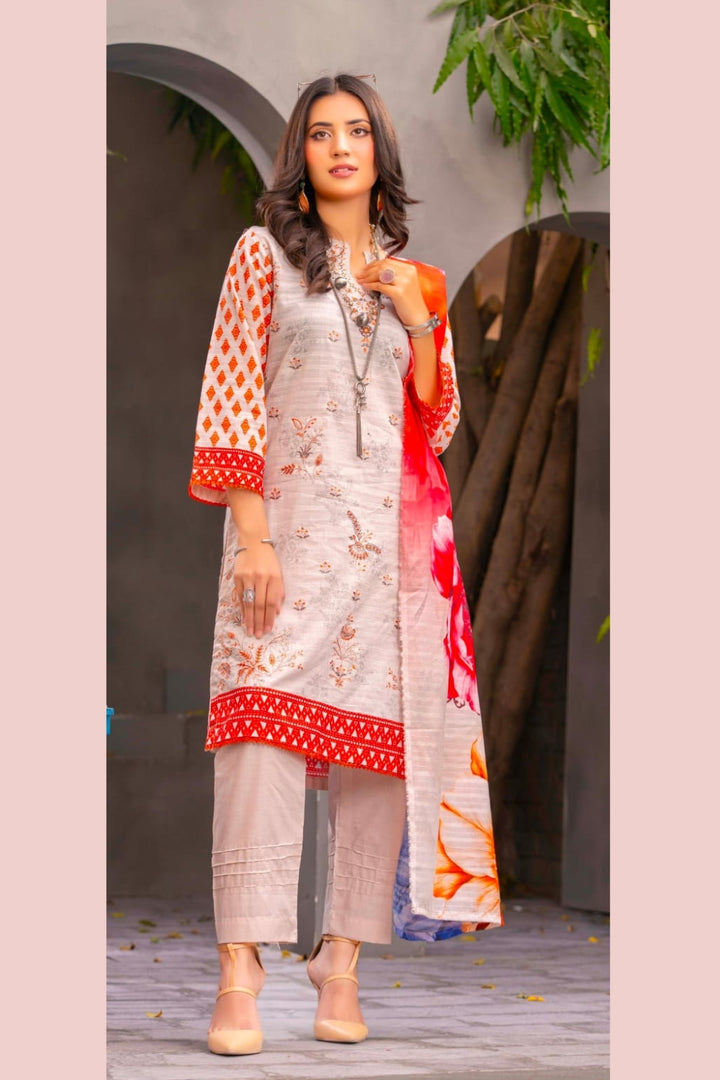Bana Doria Lawn Embroidered 3-Piece Suit with Digital Dupatta – Eid 2026