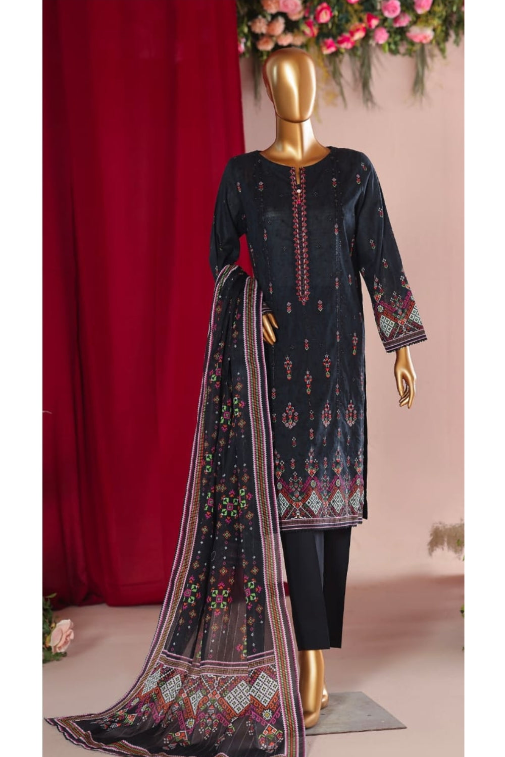 Premium Bana Dora Lawn Front Embroidered Suit with Tarkashi Self Dupatta | 3-Piece Unstitched