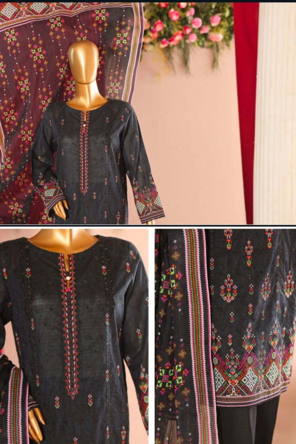 Premium Bana Dora Lawn Front Embroidered Suit with Tarkashi Self Dupatta | 3-Piece Unstitched