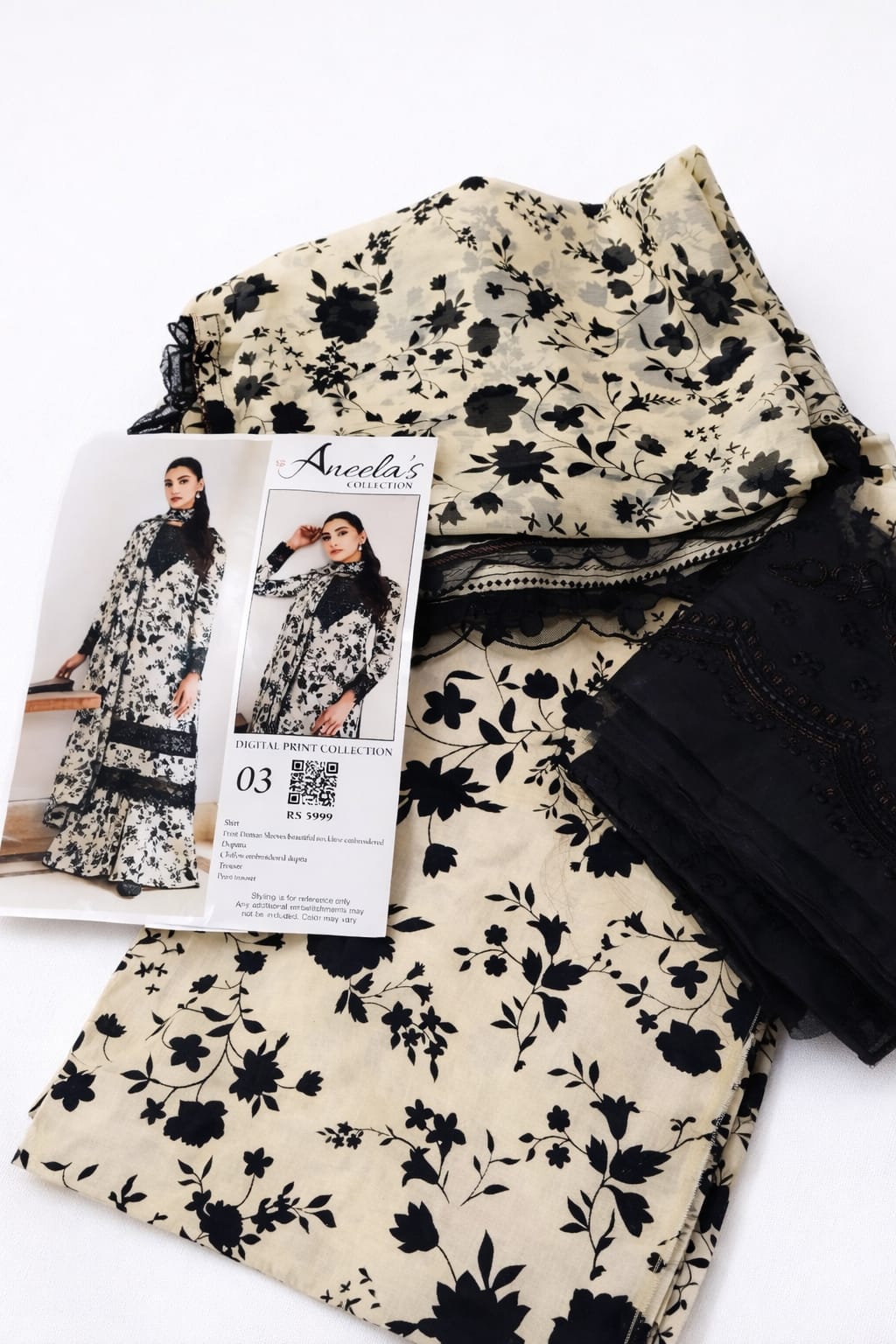 Aneela’s Printed Lawn Suit with Embroidery | 3-Piece Unstitched