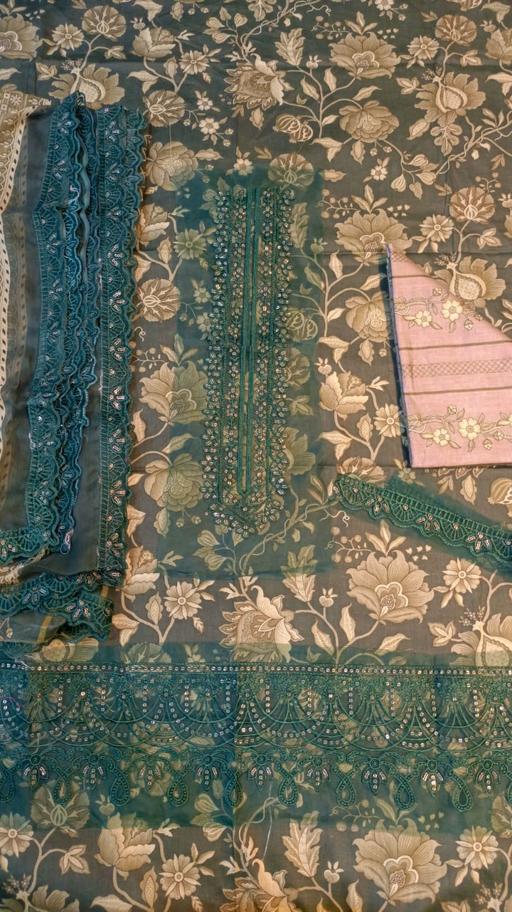 3 PC Unstitched Lawn Suit – Premium Quality Lawn