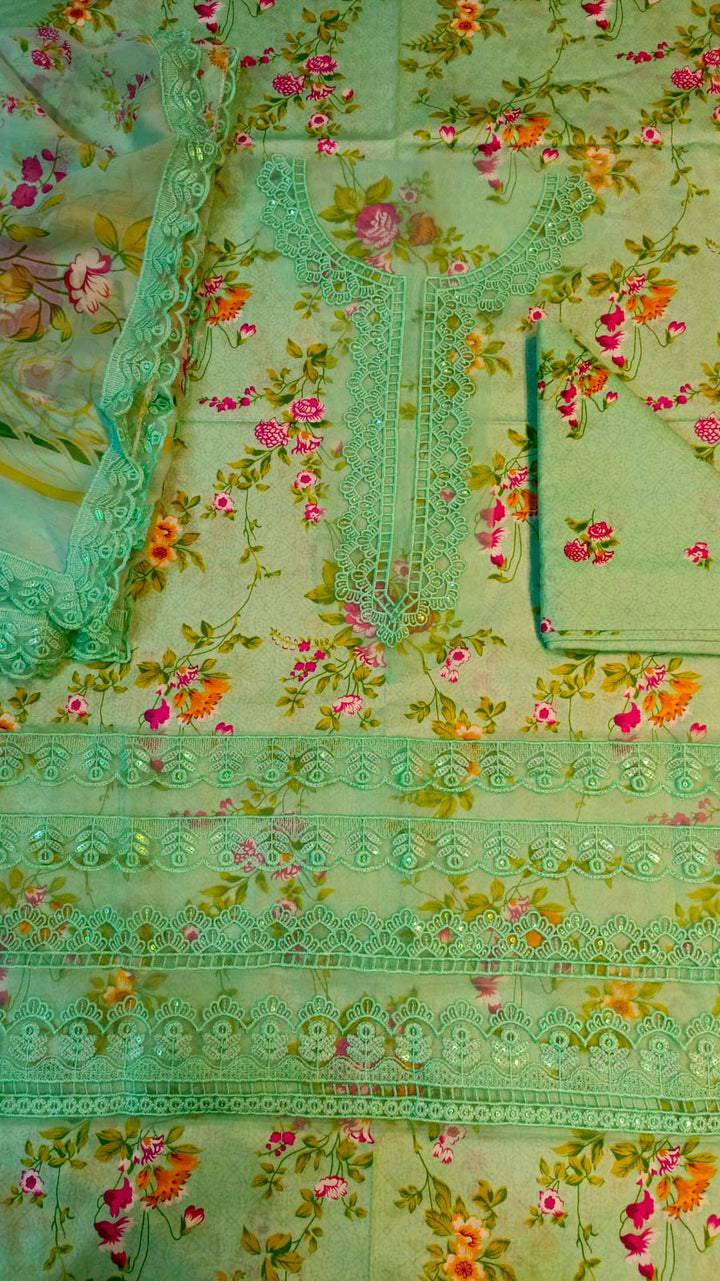 3 PC Unstitched Lawn Suit – Premium Quality Lawn